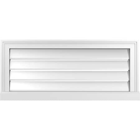 Ekena Millwork Vertical Surface Mount PVC Gable Vent: Functional, w/ 2"W x 2"P Brickmould Sill Frame, 32"W x 14"H GVPVE32X1403SF